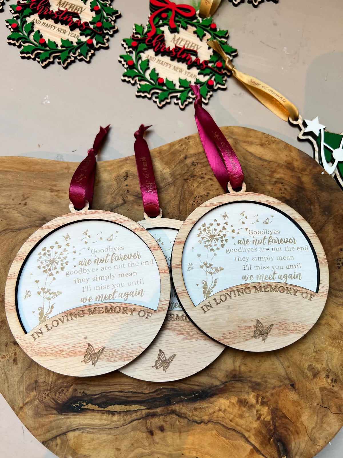 Wooden Memory Hanging Baubles
