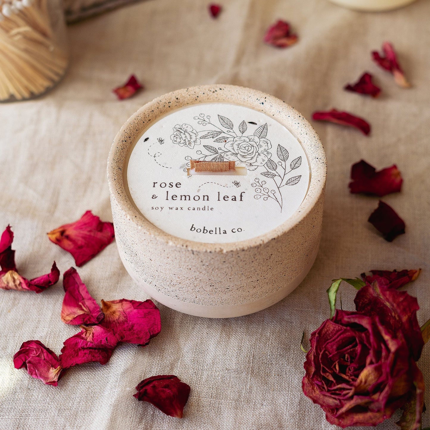 Rose & Lemon Leaf Soy Wax Candle