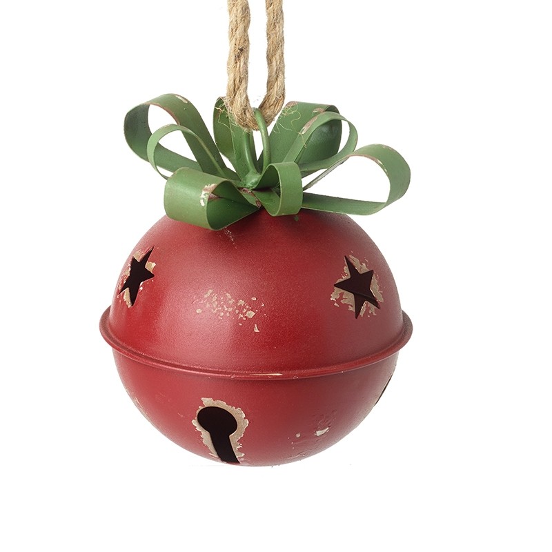 Red & Green Metal Bauble Bell
